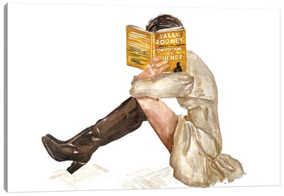 Woman Reading Book By Sally Rooney Canvas Art Print - Boots
