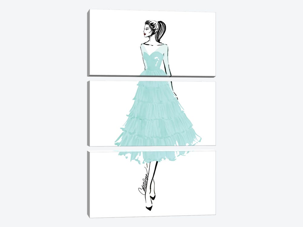 Teal + Tulle by Cate Odson 3-piece Canvas Art Print