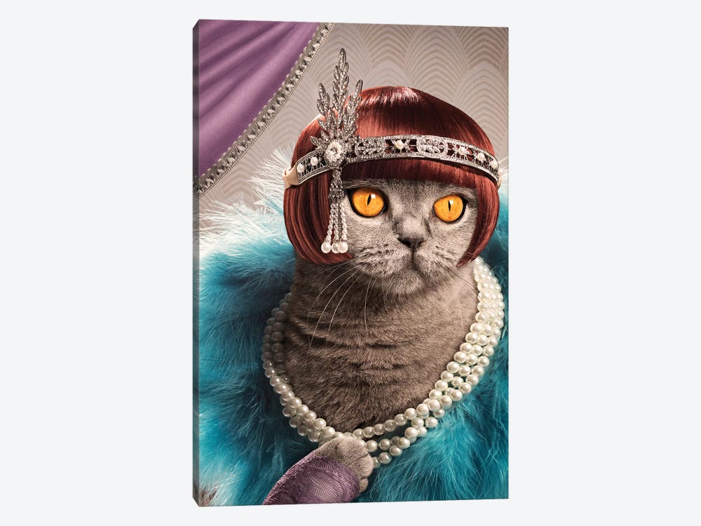 The Great Catsby by Oddball Tails 1-piece Canvas Art