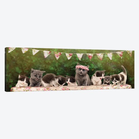 The Kitten Tea Party Canvas Print #ODT23} by Oddball Tails Art Print