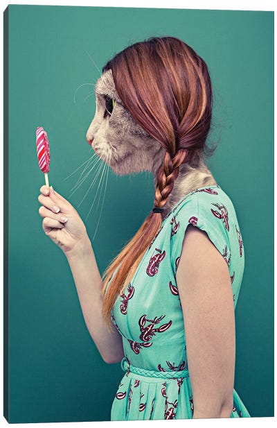 When A Cat Becomes Her Human Canvas Art Print - Oddball Tails