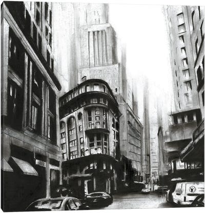 Delmonico's Canvas Art Print - Black & White Cityscapes