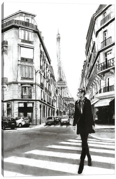 Paris Lifestyle Canvas Art Print - Black & White Cityscapes