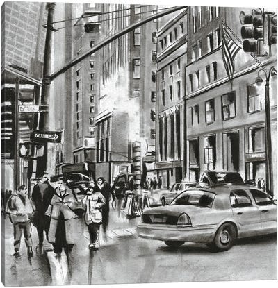 New York People Canvas Art Print - Black & White Cityscapes