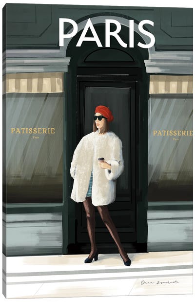 Girl in Paris II Canvas Art Print - Cafe Art