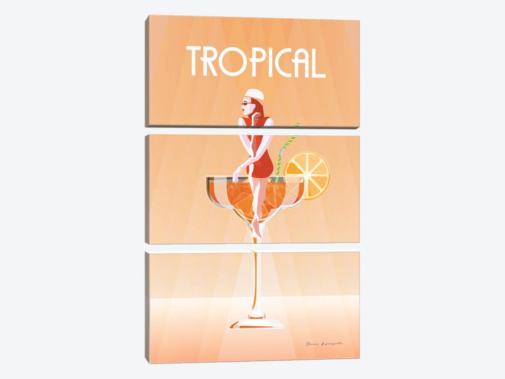 Tropical Drink by Omar Escalante 3-piece Canvas Art Print