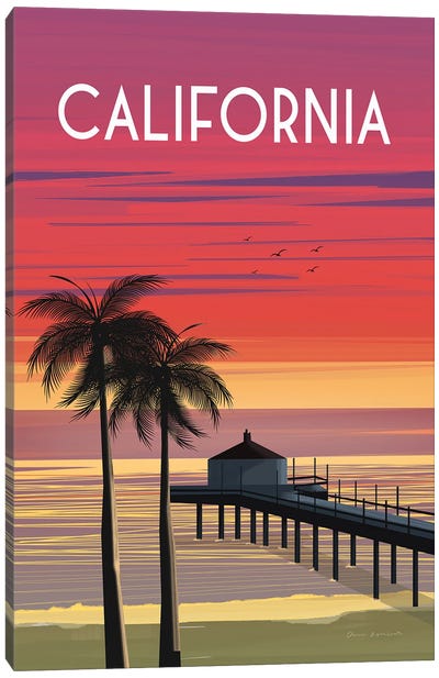 California Canvas Art Print - Scenic & Nature Typography