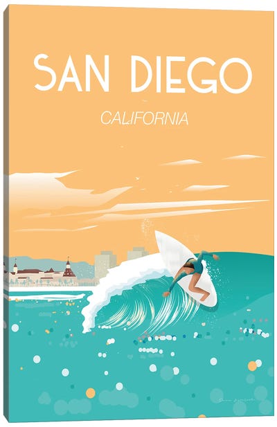 San Diego Canvas Art Print - Surfing Art