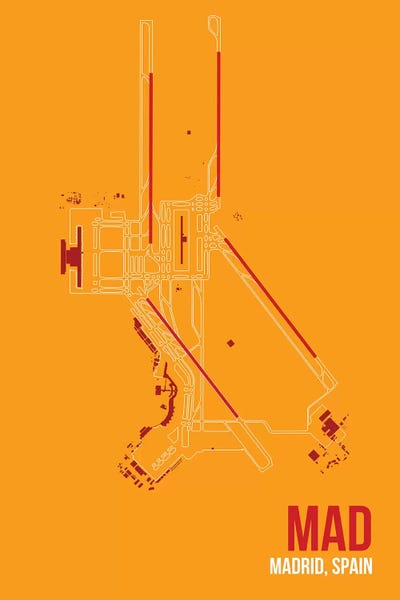 Large Map Art - Canvas Prints: Madrid (Adolfo Suárez Madrid–Barajas) by 08 Left