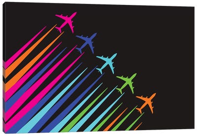 Color Trails Canvas Art Print - Airplane Art