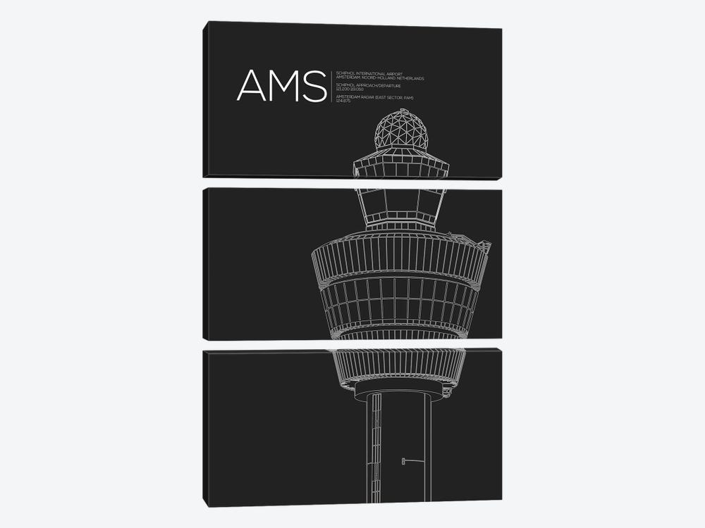 AMS Tower, Schiphol International Airport by 08 Left 3-piece Art Print
