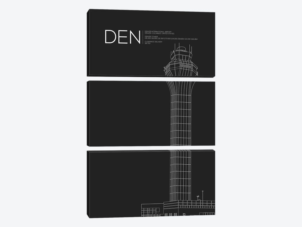 DEN Tower, Denver International Airport by 08 Left 3-piece Canvas Art Print