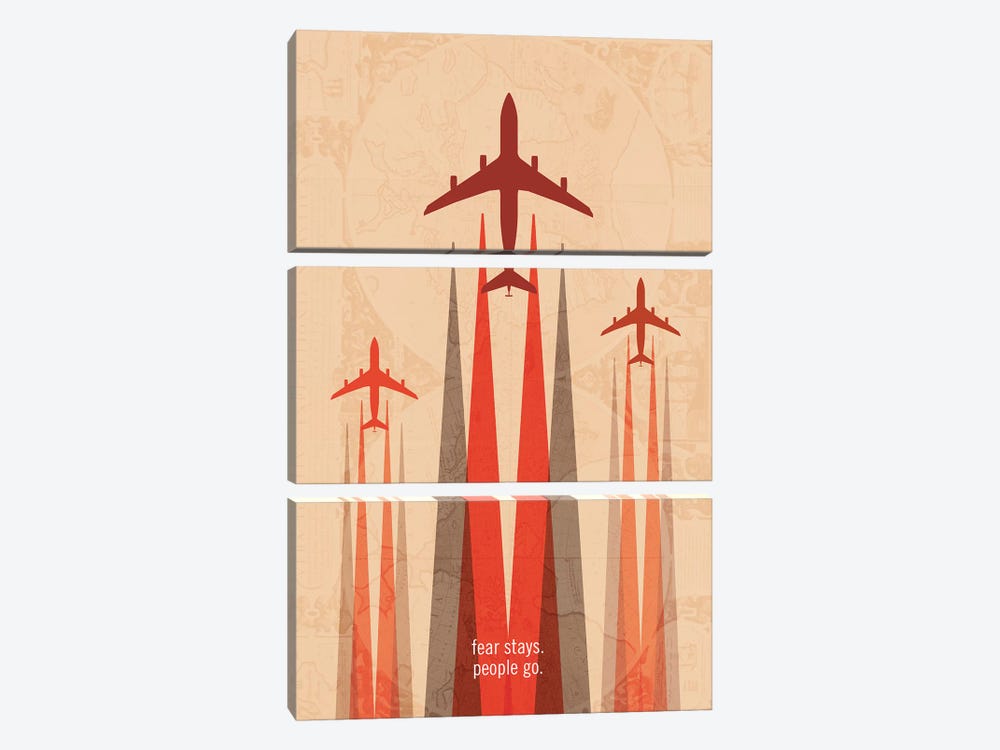 Fear Stays. People Go. Travel Poster by 08 Left 3-piece Art Print