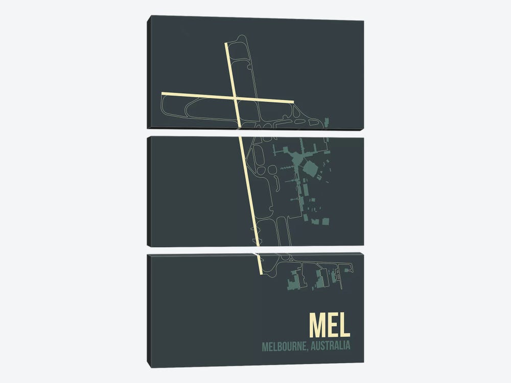 MEL Diagram, Melbourne, Australia by 08 Left 3-piece Canvas Artwork