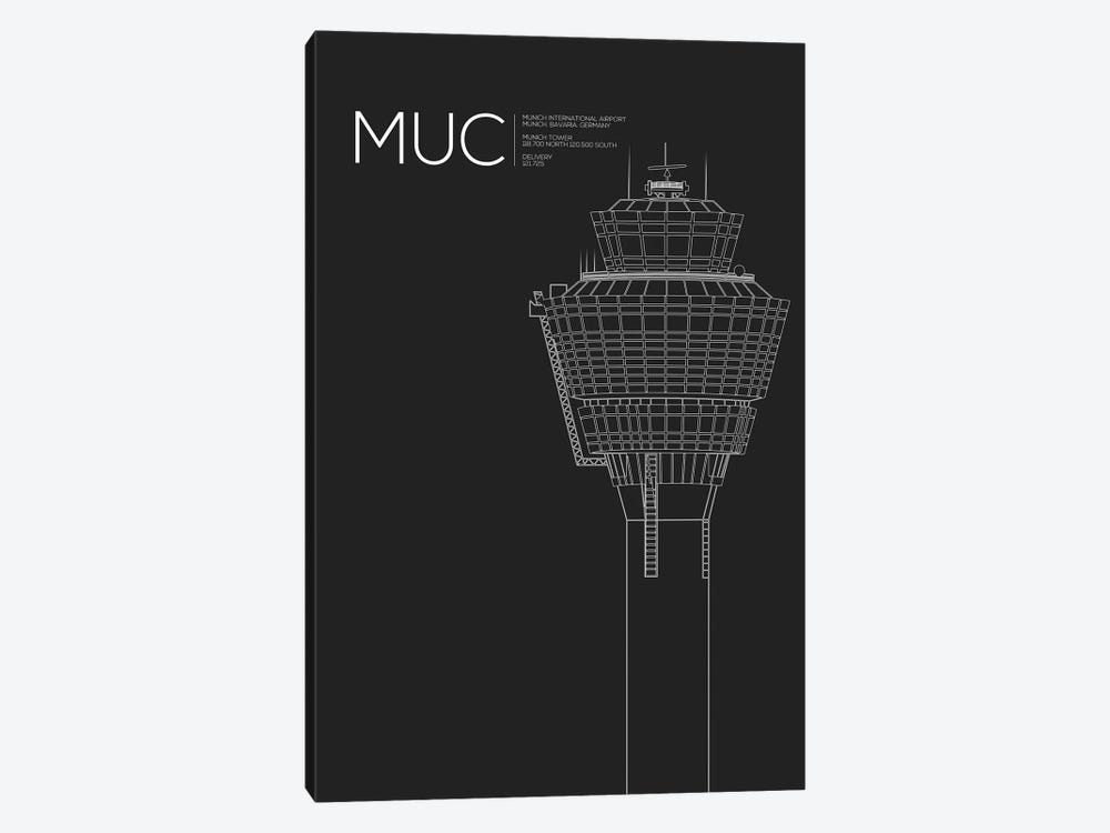 MUC Tower, Munich International Airport by 08 Left 1-piece Canvas Art Print