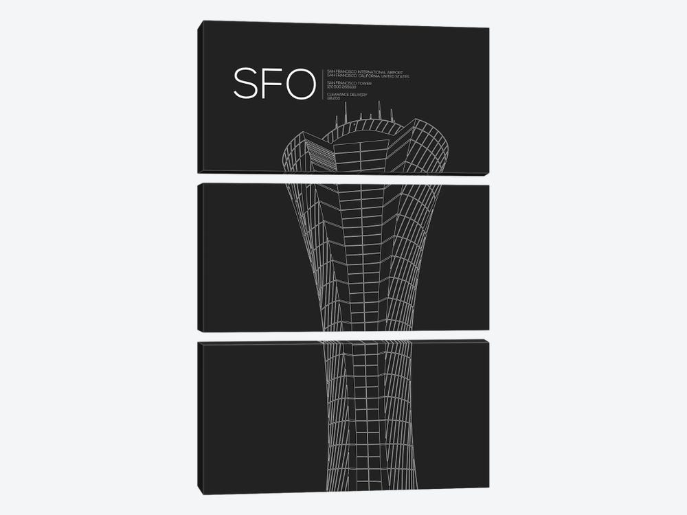 SFO Tower, San Francisco International Airport by 08 Left 3-piece Art Print