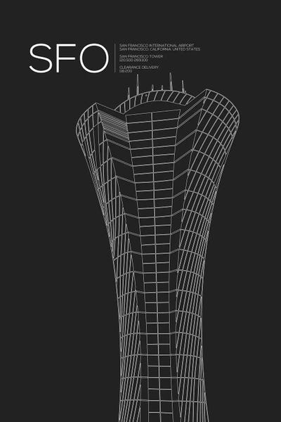 San Francisco Travel Posters: SFO Tower, San Francisco International Airport by 08 Left