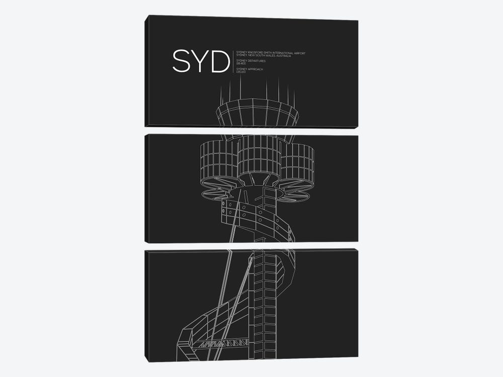 SYD Tower, Sydney International Airport by 08 Left 3-piece Canvas Wall Art