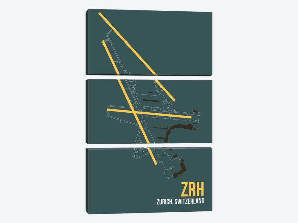 ZRH Diagram, Zurich by 08 Left 3-piece Art Print