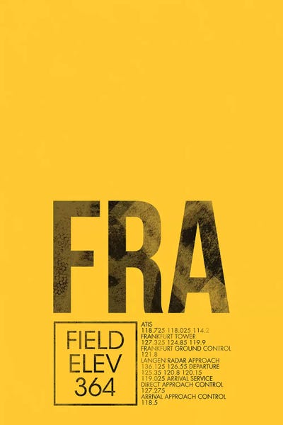 Frankfurt Airport Code by 08 Left canvas print