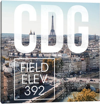 CDG Live Canvas Art Print - Paris Typography