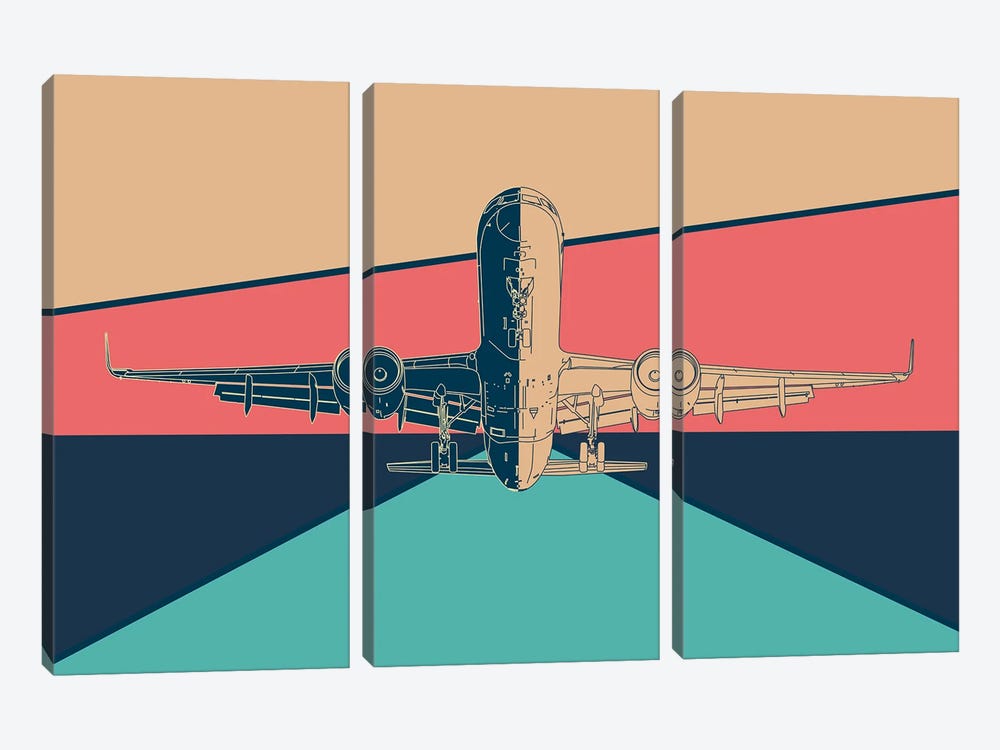 Retro Miami Takeoff by 08 Left 3-piece Art Print