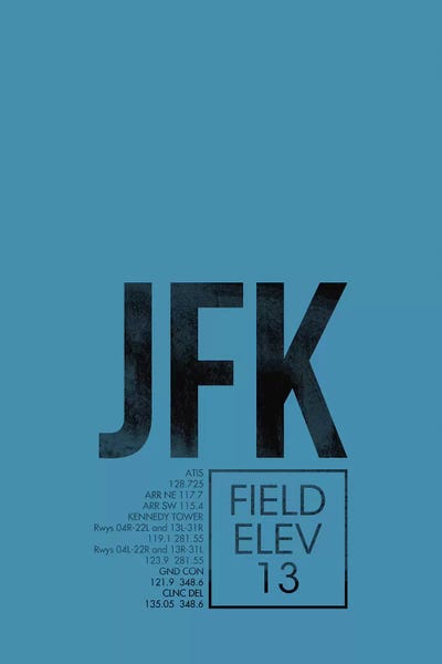 New York City Travel Posters: New York (JFK) Airport Code by 08 Left