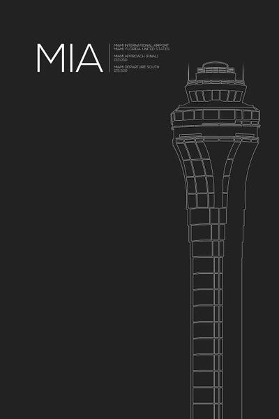 Miami Travel Posters: Miami Control Tower by 08 Left