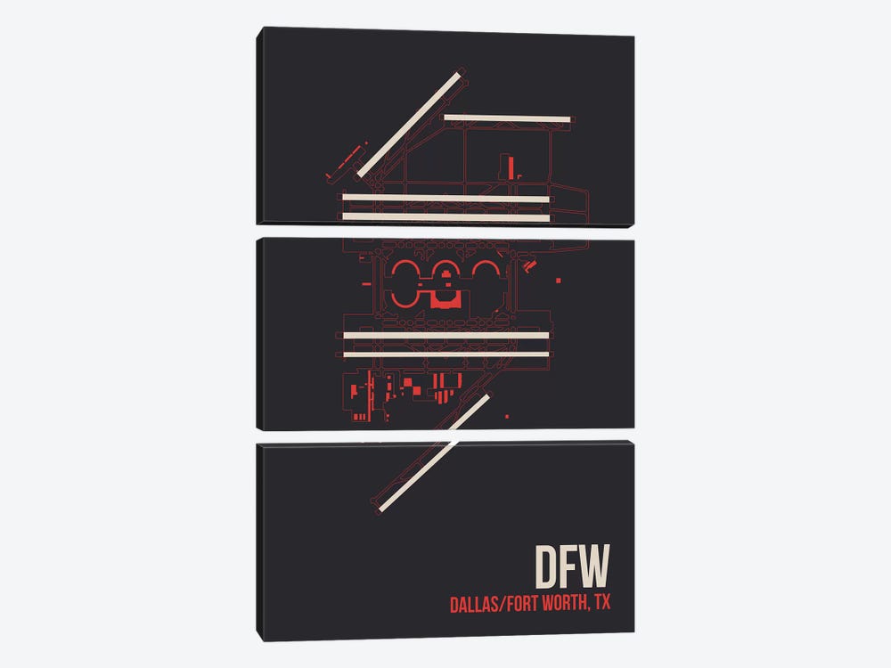 Dallas/Fort Worth by 08 Left 3-piece Canvas Wall Art