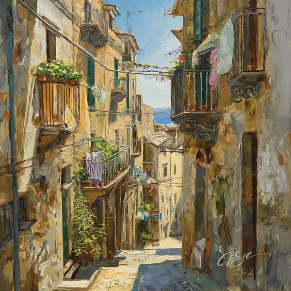 Windows: Sun-Drenched Sicilian Alley by Oksana Evteeva
