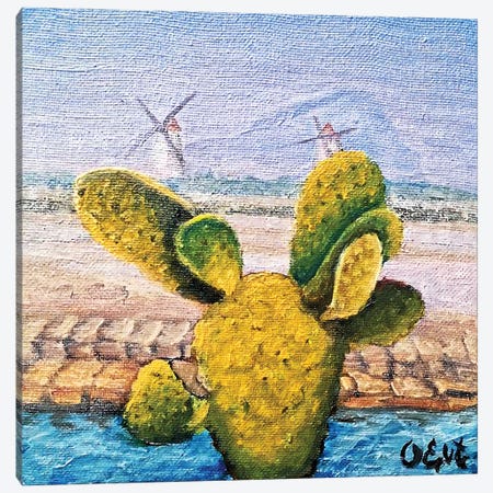 Cactus, Salt And Windmills. Marsala, Sicily Canvas Print #OEV11} by Oksana Evteeva Canvas Print