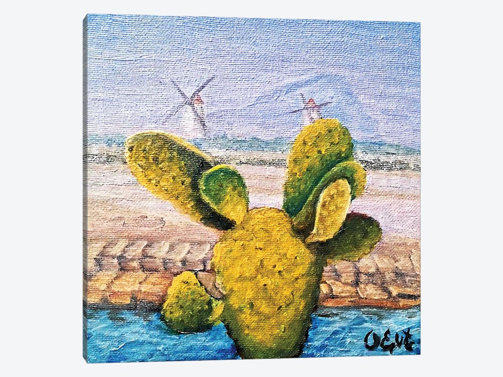 Cactus, Salt And Windmills. Marsala, Sicily by Oksana Evteeva 1-piece Canvas Print
