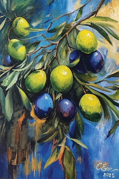 Mediterranean Décor: Olive Twilight Symphony by Oksana Evteeva