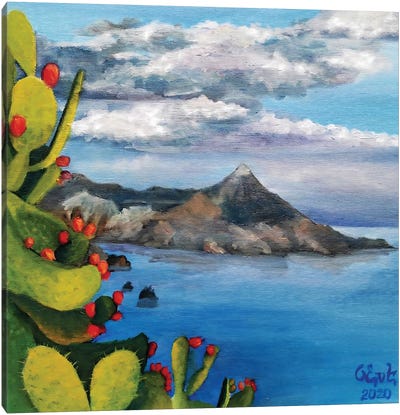 Cactus. View Of Palermo Canvas Art Print - Oksana Evteeva