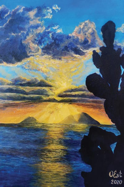 Cactus. Sicilian Sunset by Oksana Evteeva framed wall art