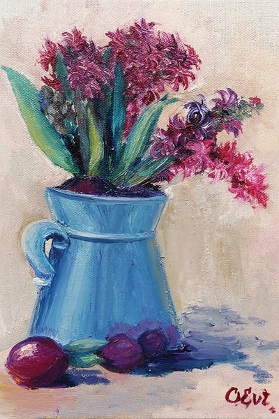 Hyacinth Painting. Plein-Air by Oksana Evteeva art print