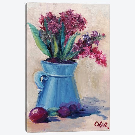 Hyacinth Painting. Plein-Air Canvas Print #OEV29} by Oksana Evteeva Canvas Art