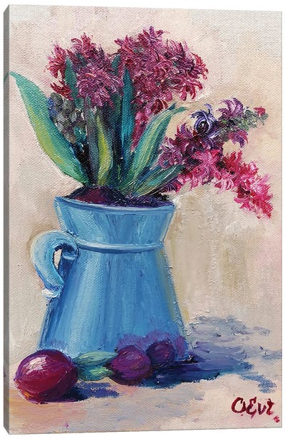 Hyacinth Painting. Plein-Air Canvas Art Print - Oksana Evteeva