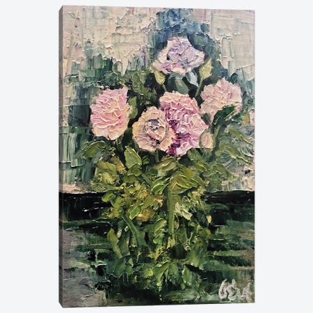 Delicate Pale Pink Roses. Plein-Air Canvas Print #OEV30} by Oksana Evteeva Canvas Print