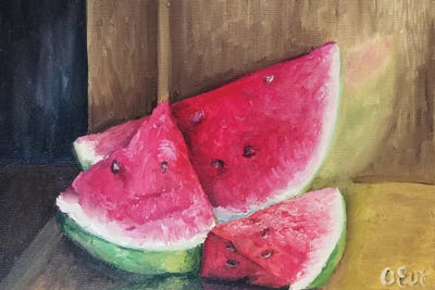 Watermelon In The Gold by Oksana Evteeva framed wall art