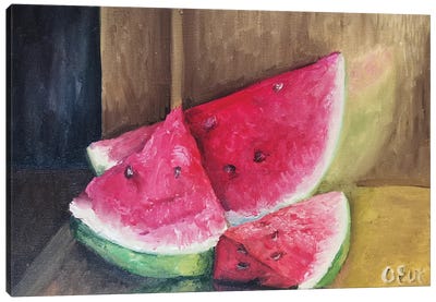 Watermelon In The Gold Canvas Art Print - Melon Art