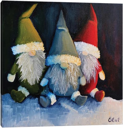 Christmas Gnomes. Xmas Gift Canvas Art Print - Christmas Gnome Art