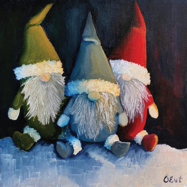 Christmas Gnomes. Xmas Gift by Oksana Evteeva wall art
