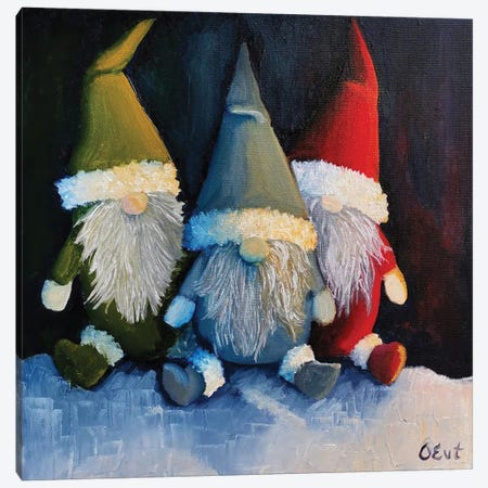 Christmas Gnomes. Xmas Gift Canvas Print #OEV47} by Oksana Evteeva Canvas Art Print