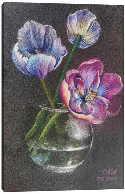 Still Life With Tulips Canvas Art Print - Oksana Evteeva