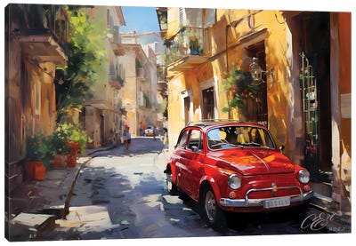 Vintage Fiat 500 In Palermo's Charm Canvas Art Print - Oksana Evteeva