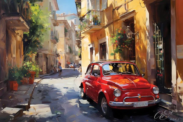 Oksana Evteeva: Vintage Fiat 500 In Palermo's Charm by Oksana Evteeva