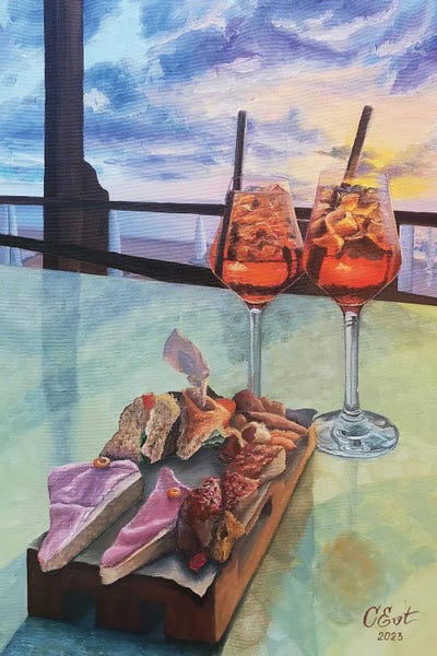 Vertical: Sunset At The Aperol Spritz by Oksana Evteeva