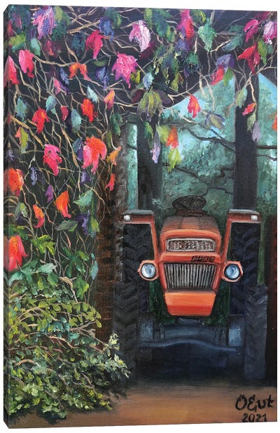 Autumnal Sketch Canvas Art Print - Tractors