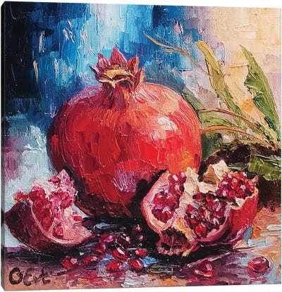 Embracing The Beauty Of Sicilian Pomegranates Canvas Art Print - Oksana Evteeva
